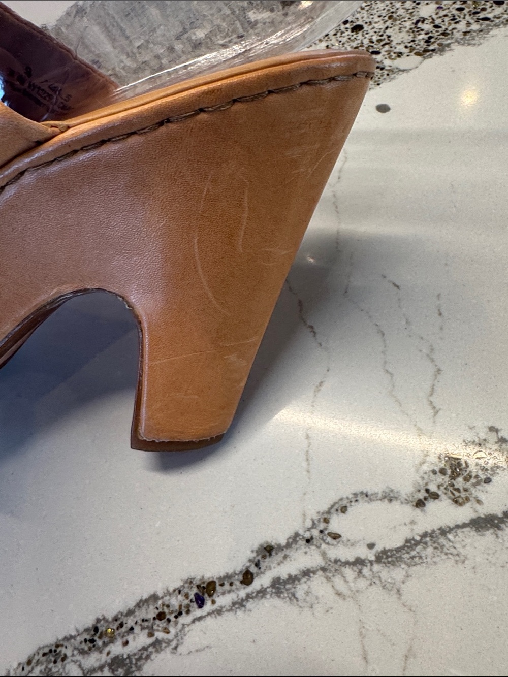 Born Tan Leather Platform Slide Heels Gently Worn Nice Leather Sz9 - Picture 4 of 16